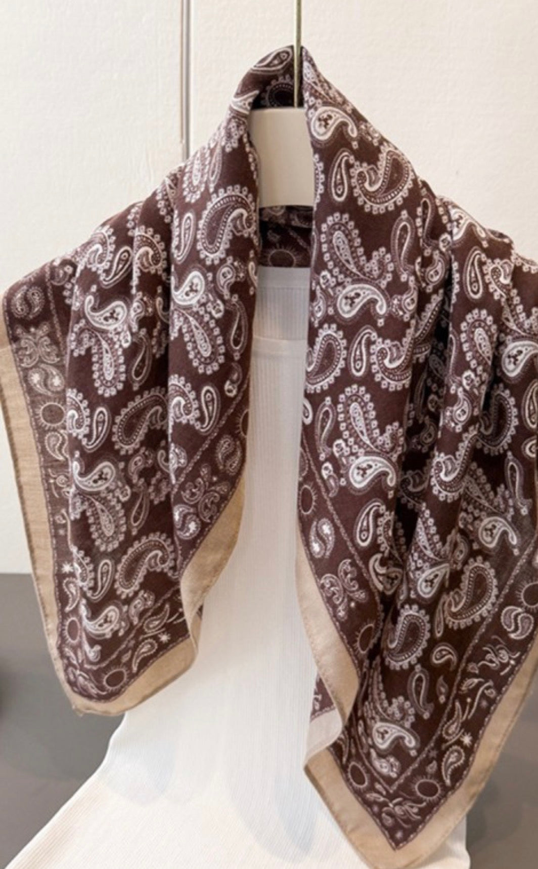 Shawna Wine Pattern- Cotton-linen Texture Square Scarf