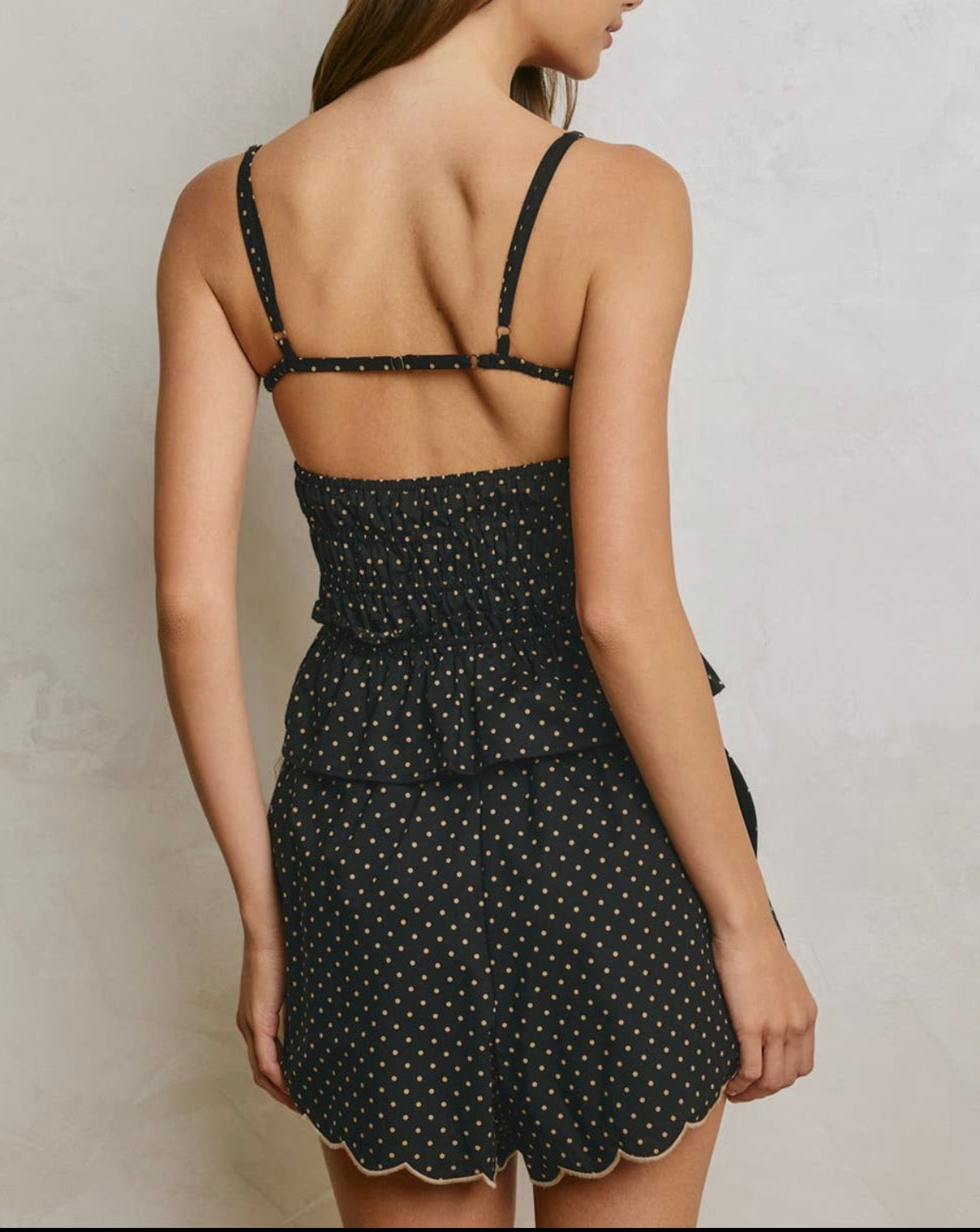 Ellie | Pin Dot Embroidered Scallop Edge Shorts