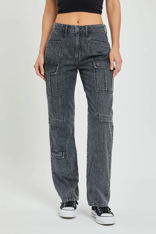 Tracey Double Cargo Charcoal Jean by Hidden