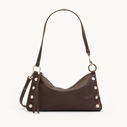 Hammitt | Kyle Leather Shoulder Bag in Espresso Pebble/Silver