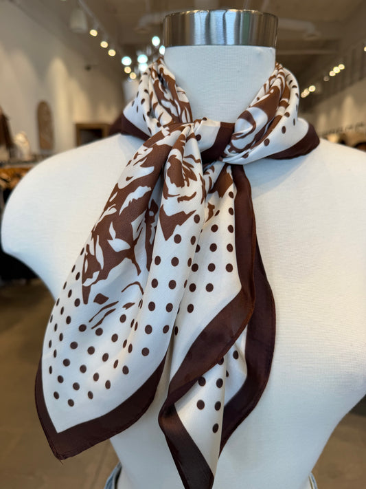 FLOWER PRINTED SMALL SQUARE SCARF