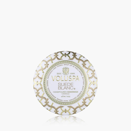Voluspa Suede Blanc Mini Tin Candle 4oz