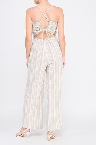Alice Striped Linen Blend Jumpsuit