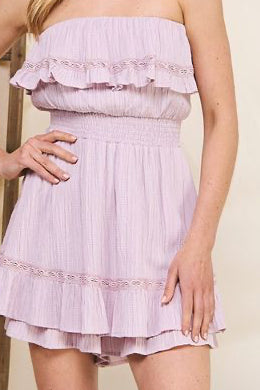 Ellie Bamboo Textured Romper With Lace Trim