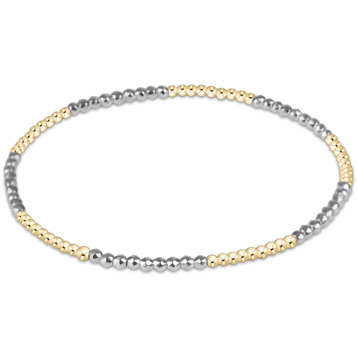 Enewton blissful pattern 2mm bead bracelet-bright silver faceted hematite