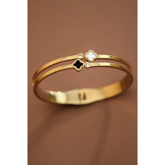 Gold Clover Bangle Bracelet