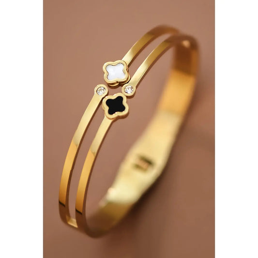 Gold Clover Bangle Bracelet