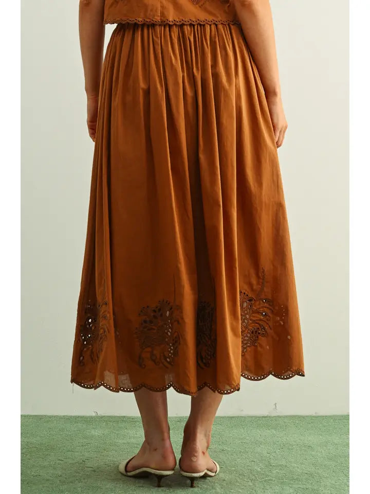 Victoria  Embroidery Bottom Long Full Skirt