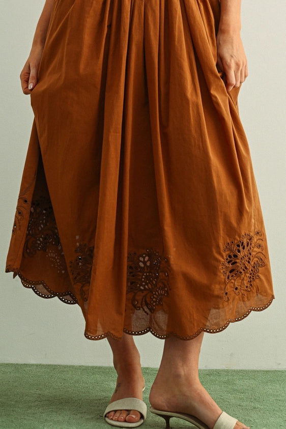 Victoria  Embroidery Bottom Long Full Skirt