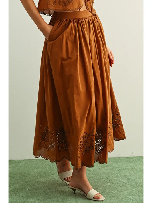 Victoria  Embroidery Bottom Long Full Skirt