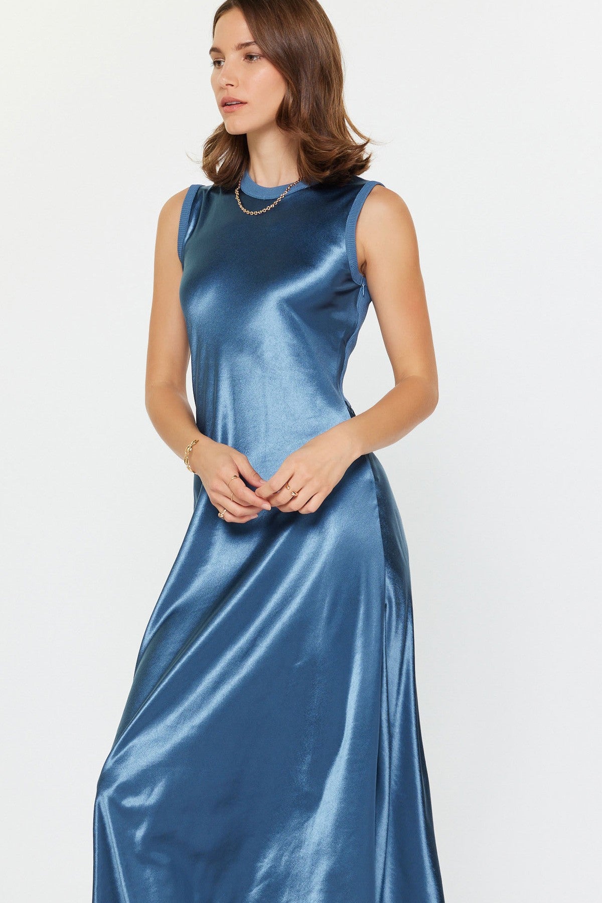 The Perfect Metallic Front Midi Knit Dress