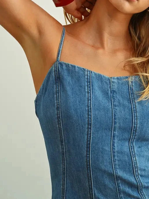 Scarlett Paneled Maxi Washed Denim Dress