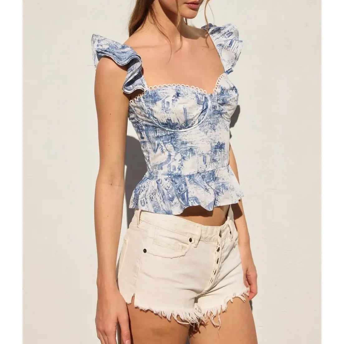 Vivian Coastline Corset Flutter Top