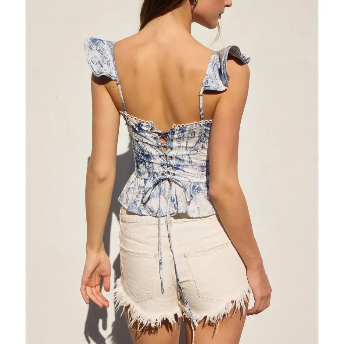 Vivian Coastline Corset Flutter Top