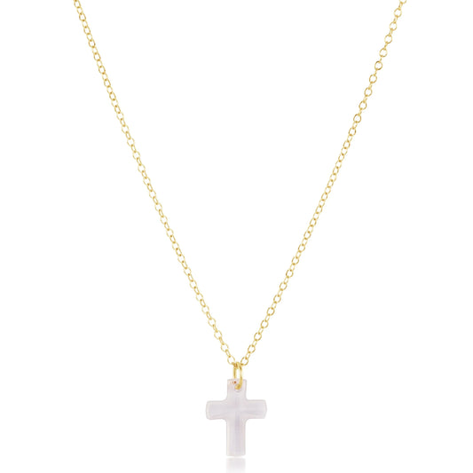 E Newton| 16" Gold Blessed Crystal Cross Necklace