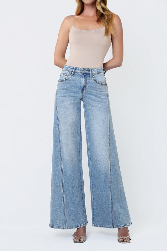 Karla Mid Rise Palazzo Twisted Seam Jean