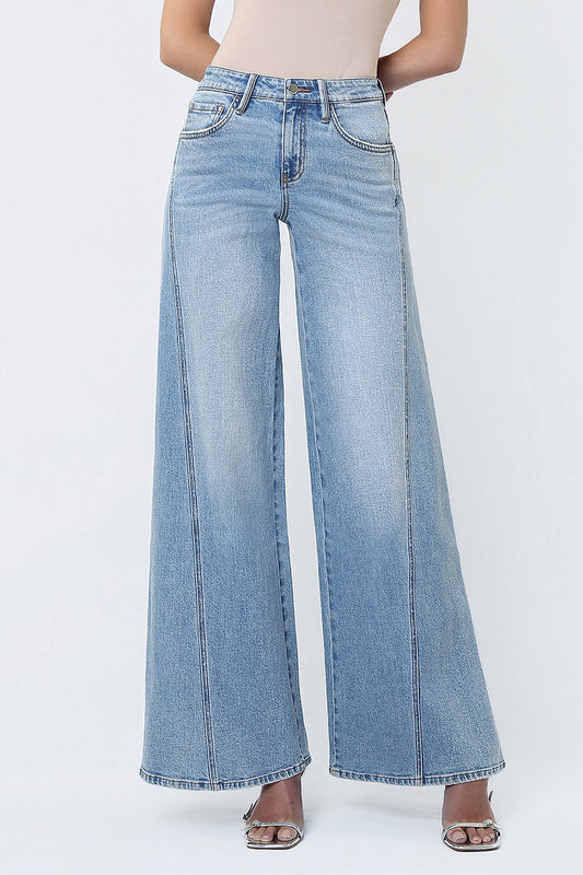 Karla Mid Rise Palazzo Twisted Seam Jean