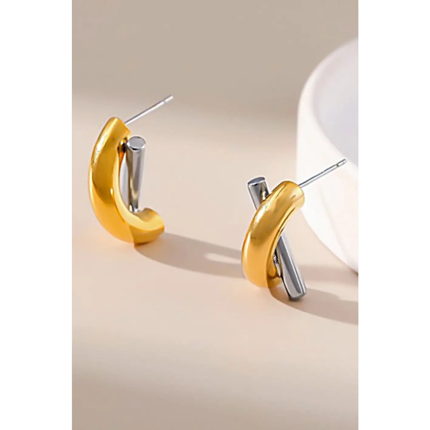 Two-Tone Studs Earrings