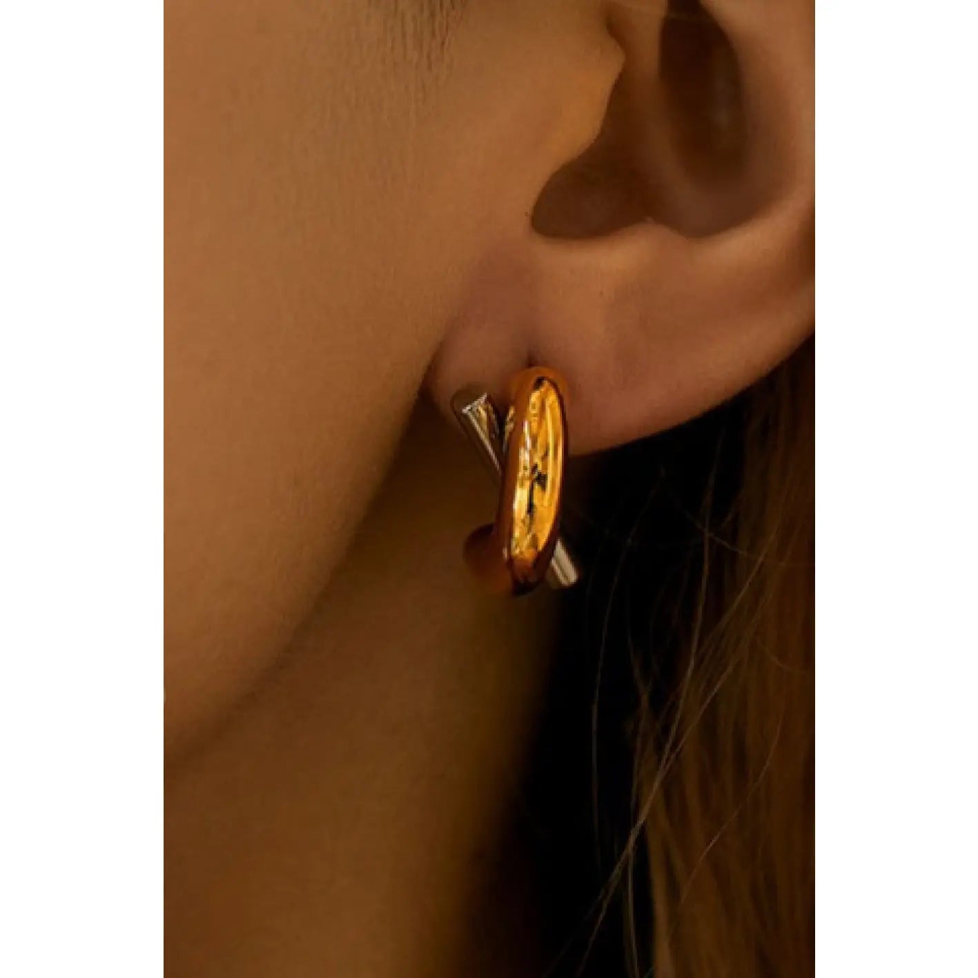 Two-Tone Studs Earrings