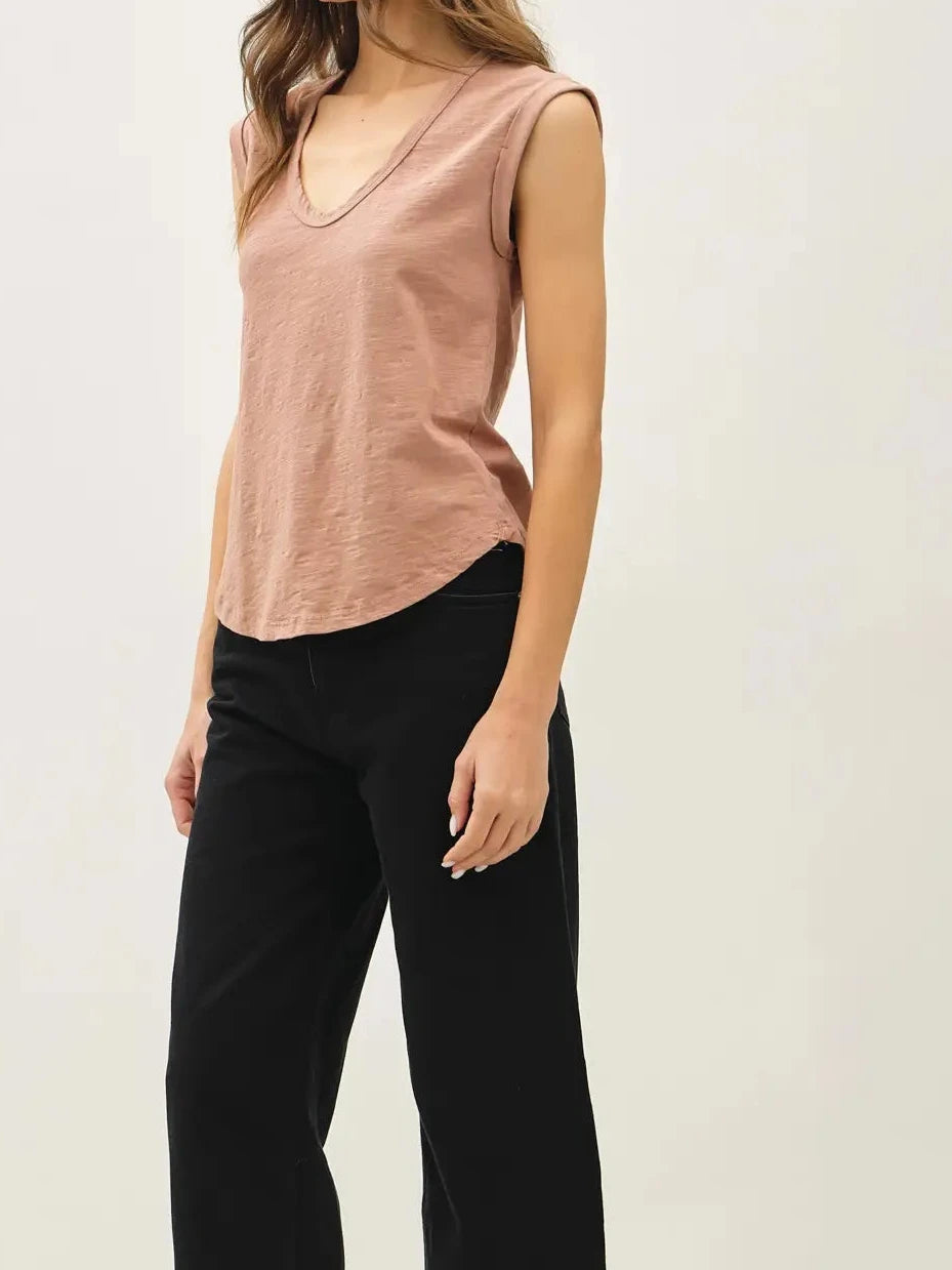 Most Love Cap Sleeve Garment Dyed Top