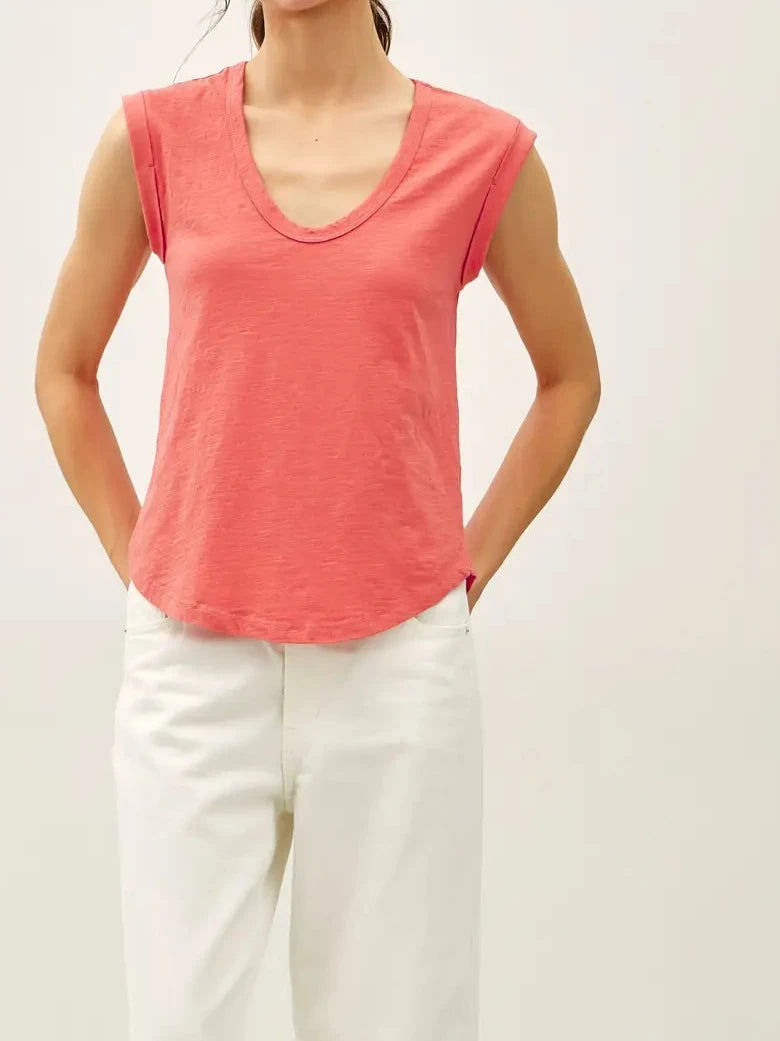 Most Love Cap Sleeve Garment Dyed Top