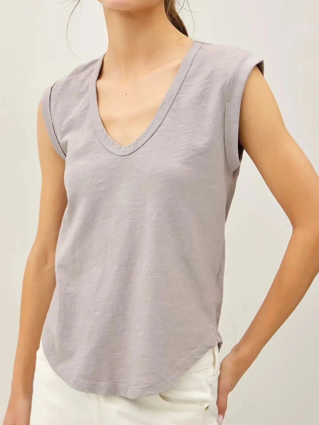 Most Love Cap Sleeve Garment Dyed Top
