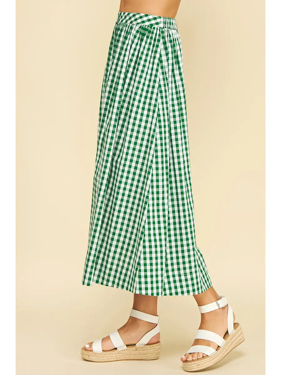 Harper Gingham Button Down Midi Skirt