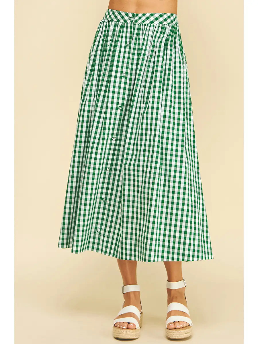 Harper Gingham Button Down Midi Skirt