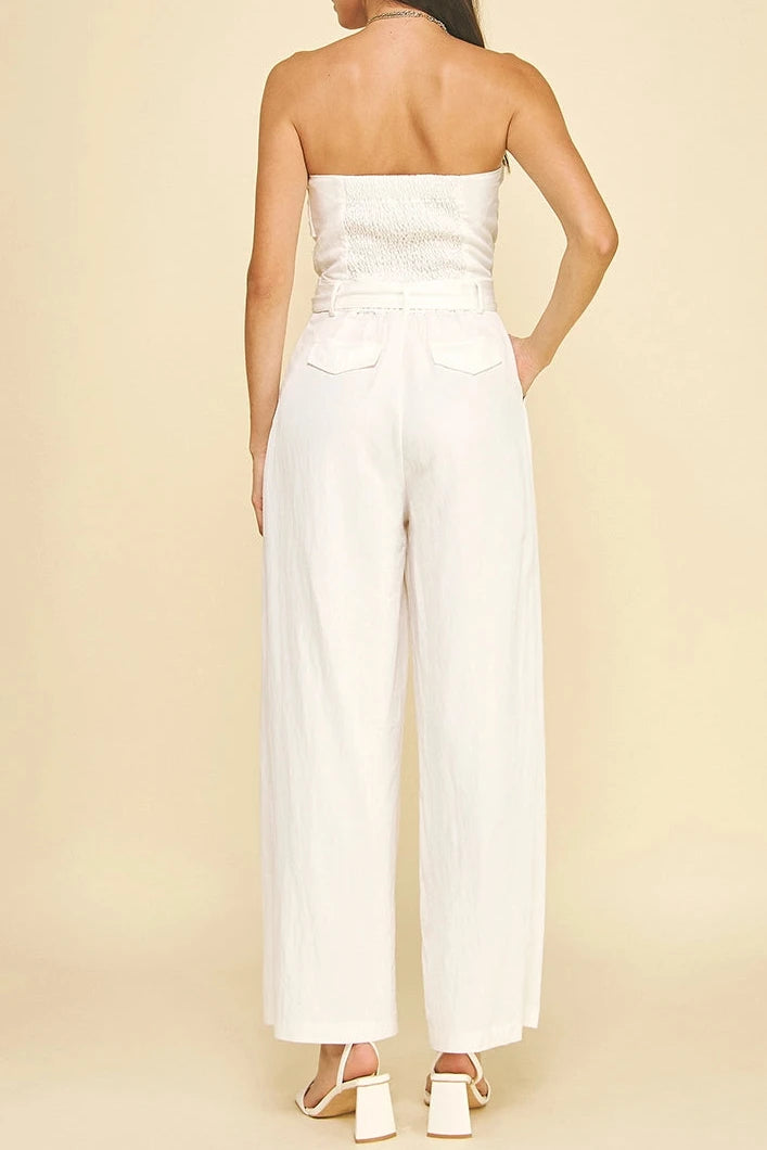 Evie Ivory Strapless Jumpsuit