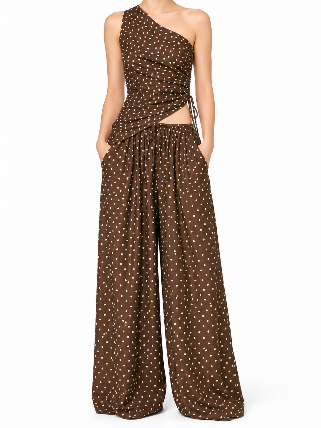 Taylor Polka Dot Asymmetrical Top
