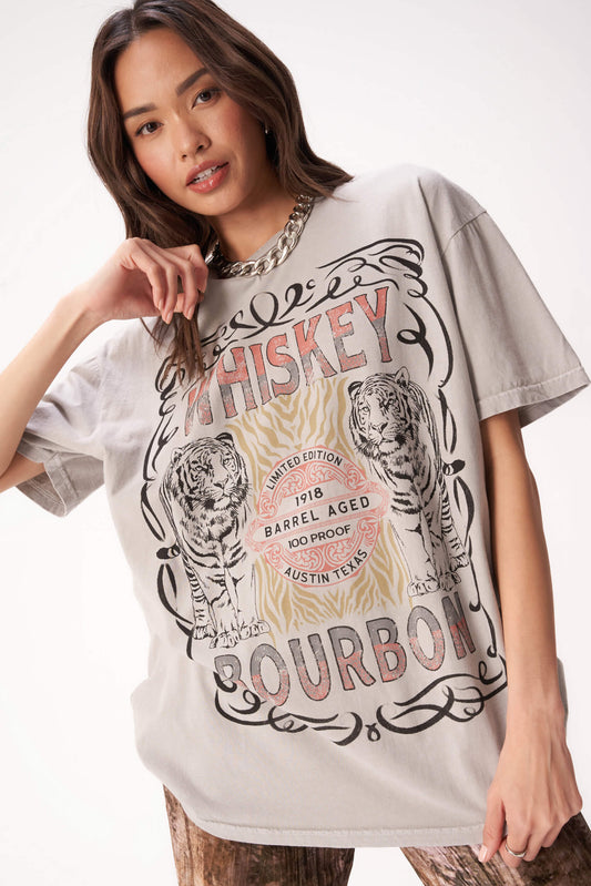 Whiskey Bourbon Distressed relaxed Tee