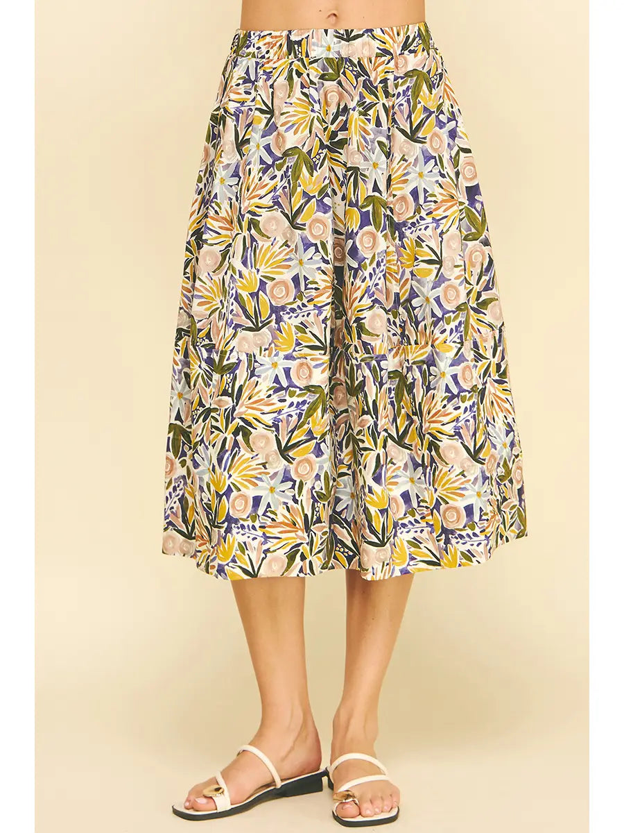 Quinn Floral Print A-Line Midi Skirts