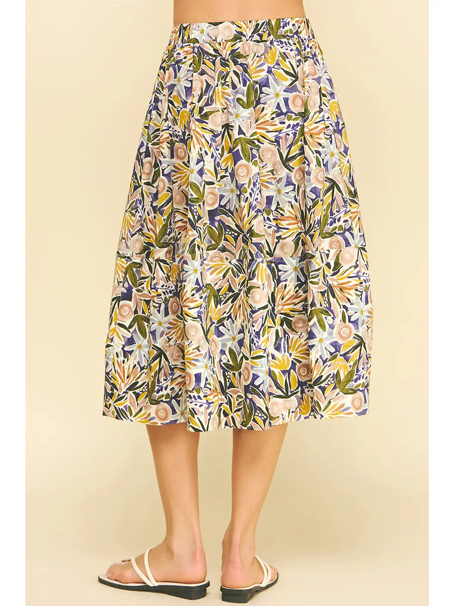 Quinn Floral Print A-Line Midi Skirts