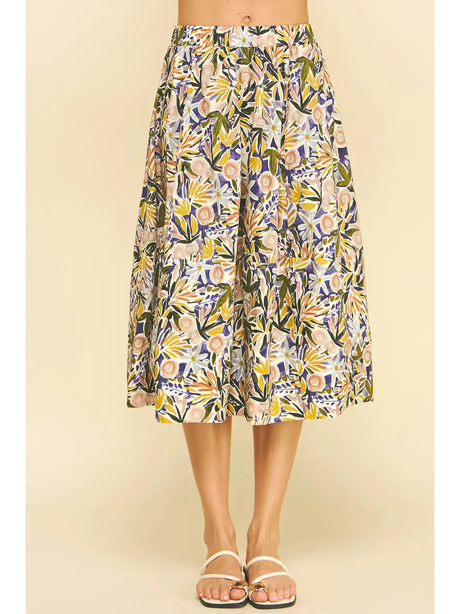 Quinn Floral Print A-Line Midi Skirts