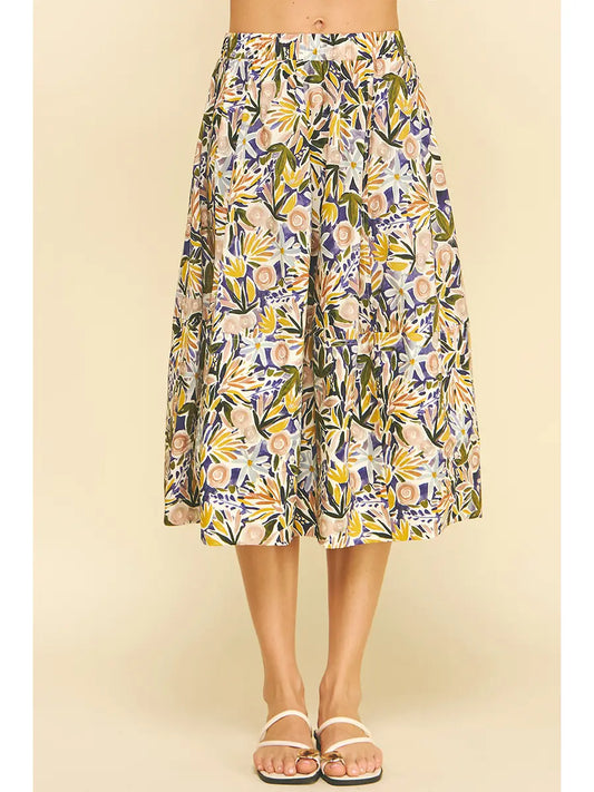 Quinn Floral Print A-Line Midi Skirts