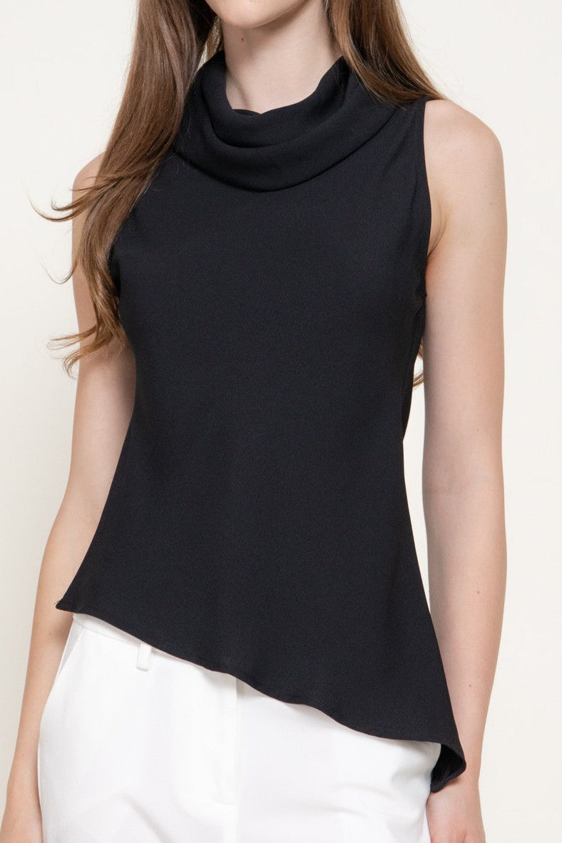 Faye Sleeveless Flowy Neck Asymmetric Top