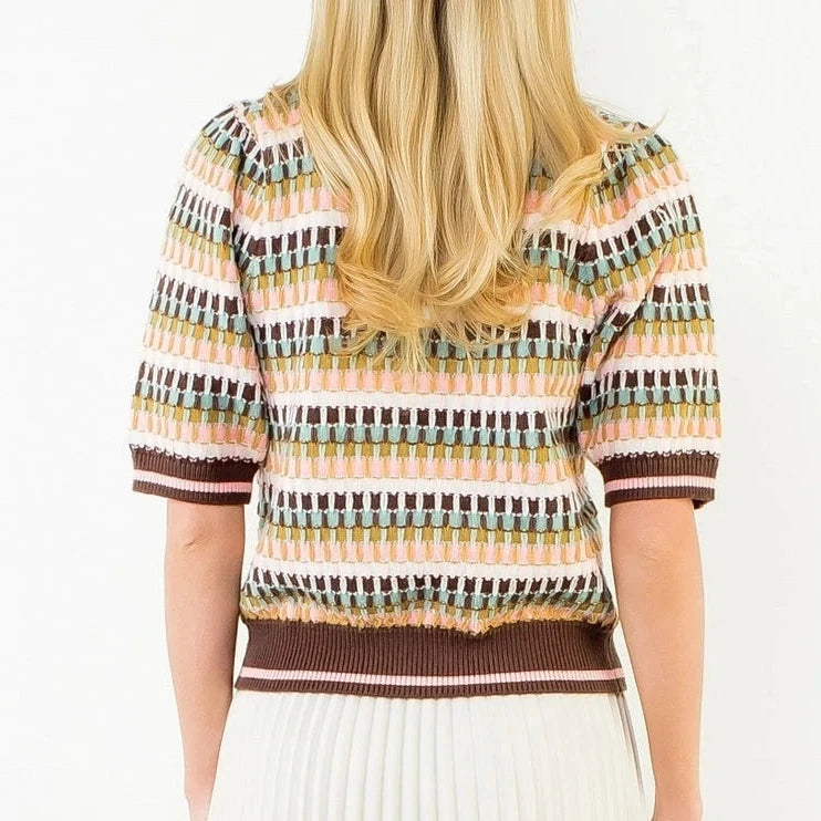 Cleo Multi Color Striped Knit Sweater