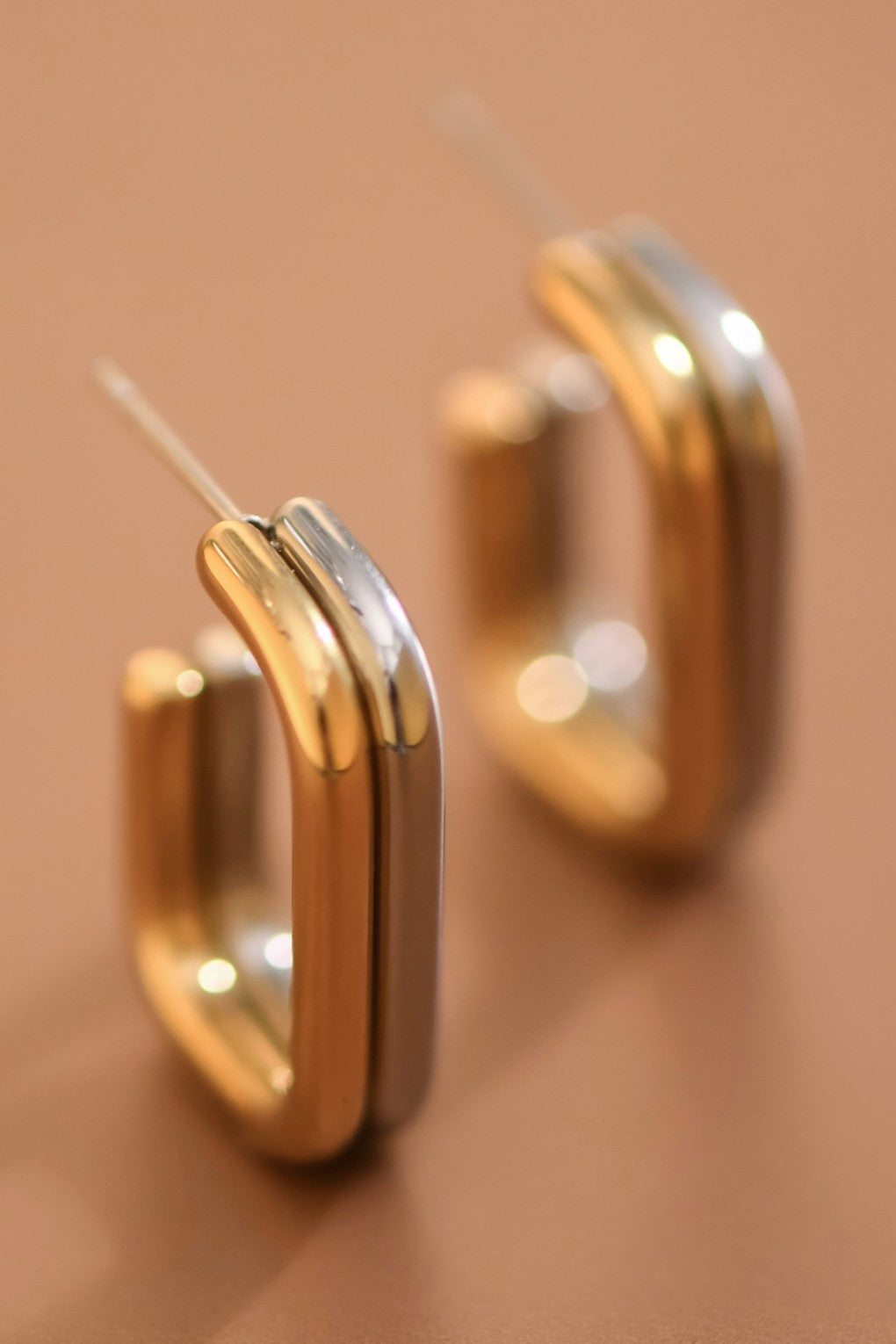 Two Tone Hoops | Duo-tone Post Earrings